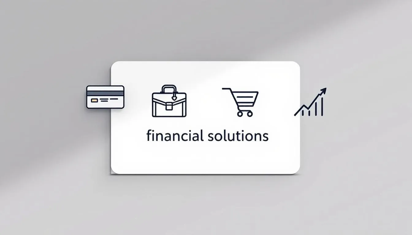 A professional graphic of a business card features icons representing a credit card, a briefcase, a shopping cart, and a line graph arrow pointing upwards, symbolizing growth and business success. This design reflects the concept of a Sam's Club business credit card, emphasizing the importance of financial tools for site owners and their various purchases. Blocked image with icons.