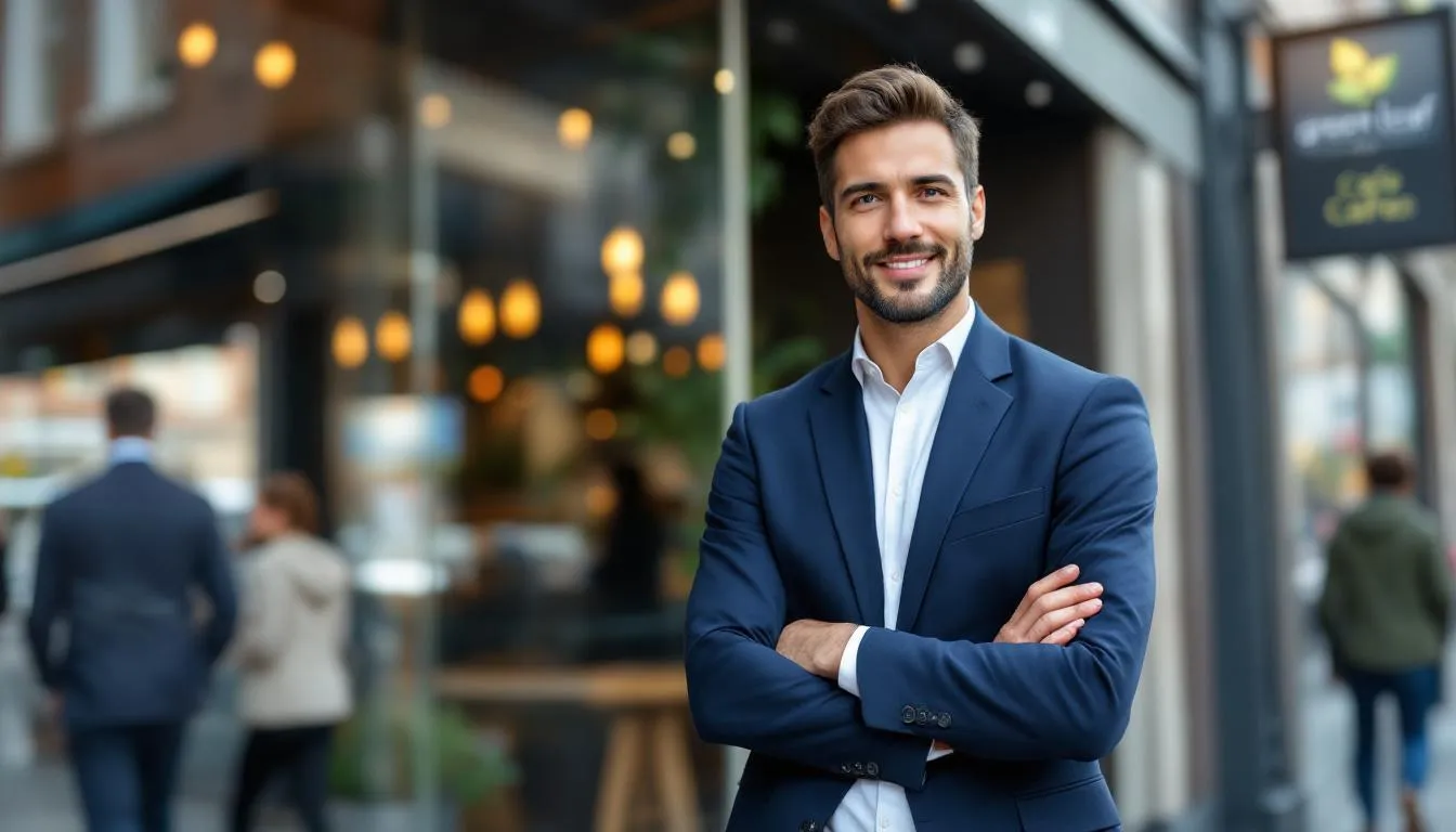 A confident small business owner stands in their shop, smiling and looking successful after securing a business line of credit to enhance their business health. This financial boost is aimed at improving cash flow and overall business financing options, showcasing the positive impact of business loans on small business owners.