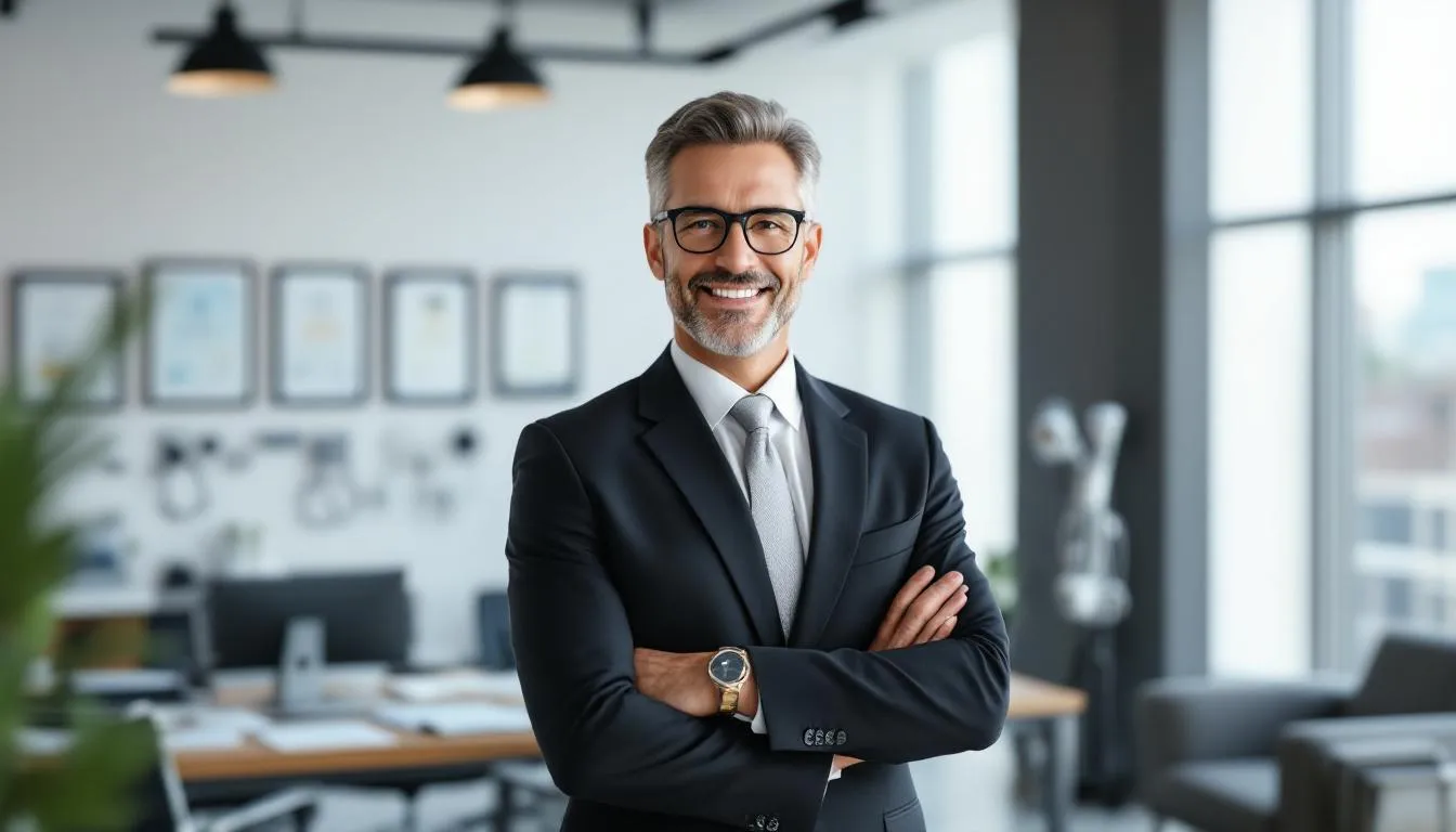 A confident healthcare business owner stands in their office, symbolizing success after utilizing medical receivables factoring to improve cash flow. The image conveys a sense of accomplishment in the healthcare industry, showcasing the benefits of working with a medical factoring company to manage outstanding invoices and ensure steady cash flow.
