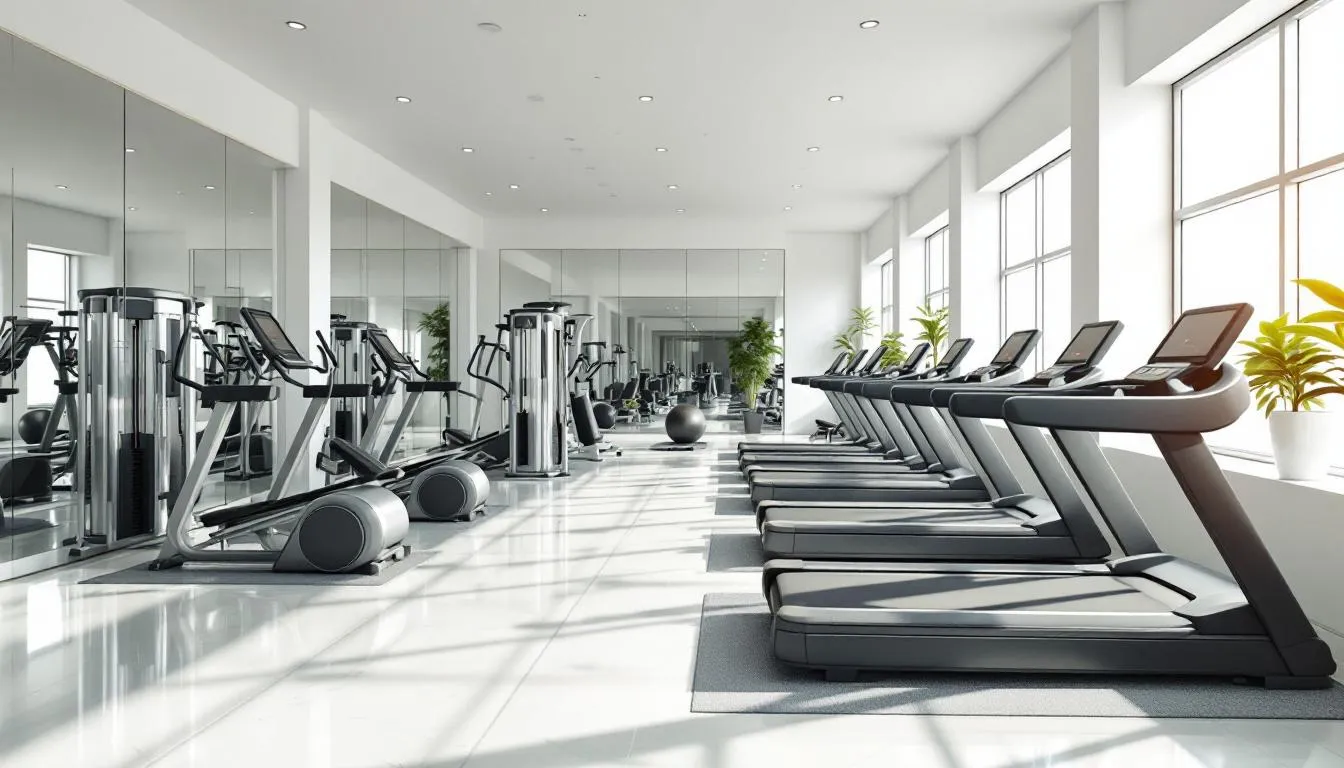 An active gym showcases brand new equipment, including cardio machines and free weights, designed for optimal performance and user experience. This modern facility highlights the benefits of leasing gym equipment, providing gym owners with flexible financing options and access to the latest equipment without the long-term costs of purchasing.