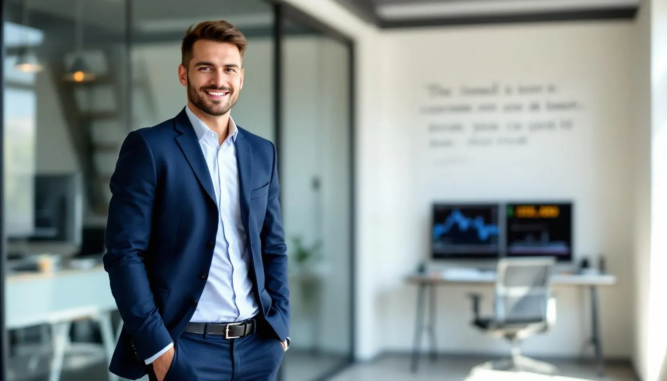 A confident small business owner stands in front of their shop, smiling after successfully securing a commercial loan, which will help them meet their business needs and support growth. The scene conveys a sense of achievement and optimism, highlighting the importance of commercial loans in empowering small businesses.
