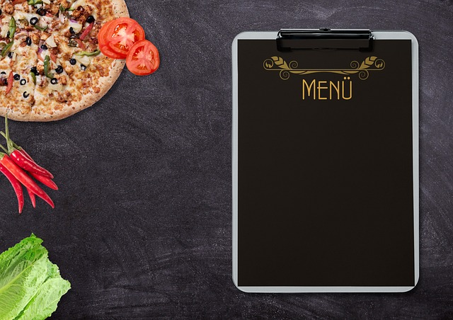 menu, pizza, vegetables