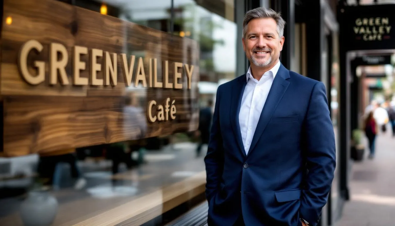 A confident small business owner stands proudly, showcasing their success after navigating the SBA loan process. This image reflects the empowerment that comes from securing an SBA loan, highlighting the potential for growth and financial stability for small businesses.