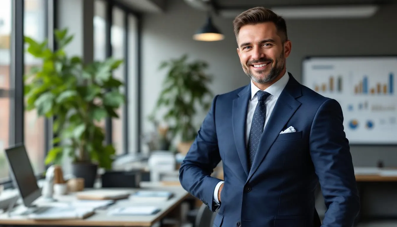 A confident small business owner stands proudly in front of their commercial property, having successfully secured a commercial equity line of credit to enhance cash flow and manage business expenses. The image conveys a sense of accomplishment and optimism in their financial journey.