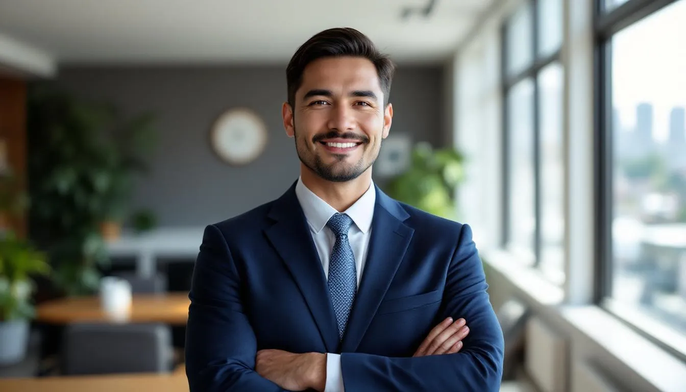 A confident small business owner stands proudly in their shop, having successfully secured a small business loan to support their financing needs. The owner smiles, reflecting the relief and excitement of fast access to funds that will help their business operate effectively and manage startup costs.