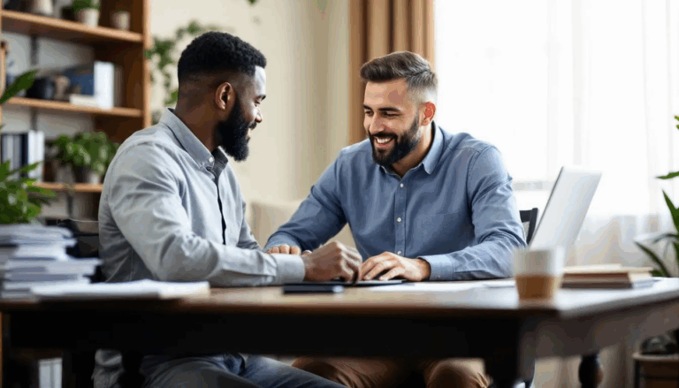 SBA Form 413 - A small business owner is diligently filling out the SBA Form 413 Personal Financial Statement, detailing their personal financial situation, including assets like retirement accounts and cash surrender value of life insurance policies, as part of the SBA loan application process. The scene captures the importance of managing personal and business information to assess repayment ability and net worth for potential business financing.