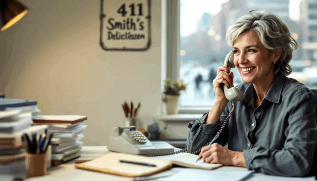 How to Get a 411 Listing for Your Business - A small business owner is on the phone at their work location, working to get their business listed in the 411 directory, which enhances their credibility and helps customers easily find their services. This image highlights the significance of having a business phone number listed in online directories for attracting more customers.